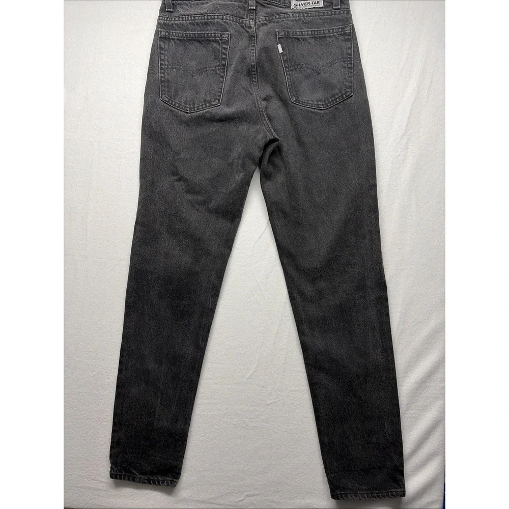 Vtg 1980s Levis Silver Tab 512 black Mens jeans 33x32 Faded USA Made Red Batwing